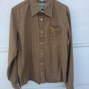 Hollister Boys Teens Size XL Shirt Button Front Long Sleeve Brown Striped